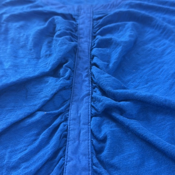 Anthropologie Royal Blue Ruched Long-Sleeve Top Luxe Sculpted Minimalist Chic - Picture 7 of 9